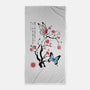 Two Butterflies Sumi-e-None-Beach-Towel-DrMonekers