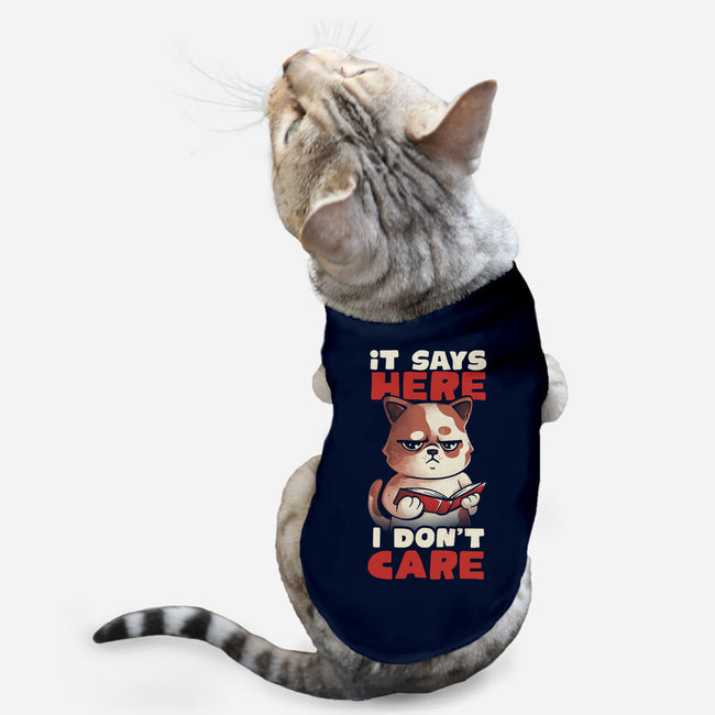 It Says Here I Don't Care-Cat-Basic-Pet Tank-eduely