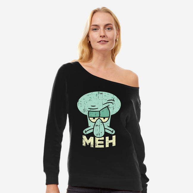 Squid Meh-Womens-Off Shoulder-Sweatshirt-Xentee