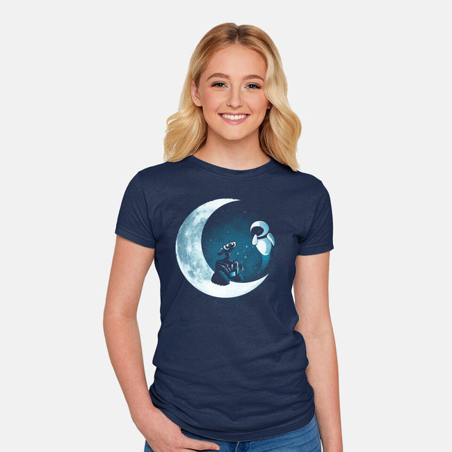 Love Robot Moon-Womens-Fitted-Tee-Vallina84