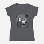 Hollow Face-Womens-V-Neck-Tee-Ca Mask