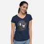 Hollow Face-Womens-V-Neck-Tee-Ca Mask