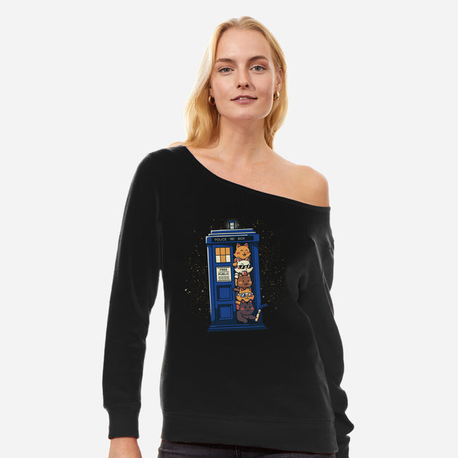 Tardis Cats-Womens-Off Shoulder-Sweatshirt-tobefonseca