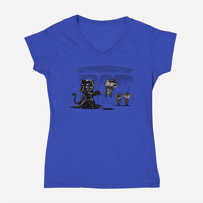 Cat Vader-Womens-V-Neck-Tee-zascanauta