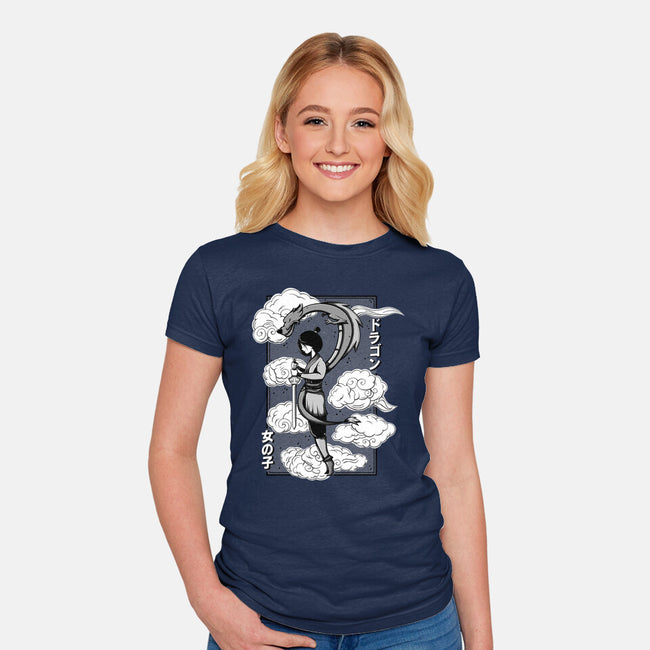 Girl And Dragon-Womens-Fitted-Tee-Ca Mask