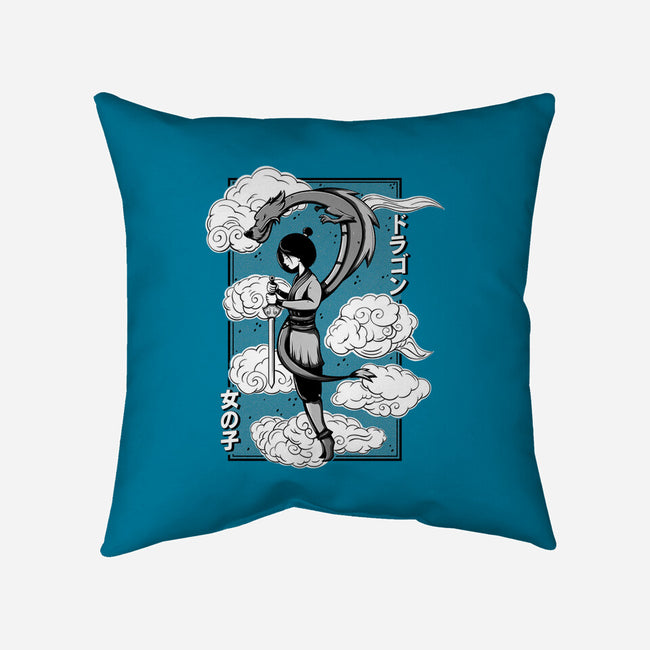 Girl And Dragon-None-Removable Cover-Throw Pillow-Ca Mask