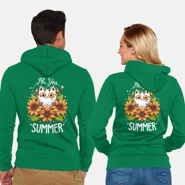 Summer Kitten Sniffles-Unisex-Zip-Up-Sweatshirt-Snouleaf