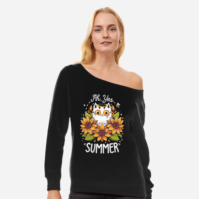 Summer Kitten Sniffles-Womens-Off Shoulder-Sweatshirt-Snouleaf