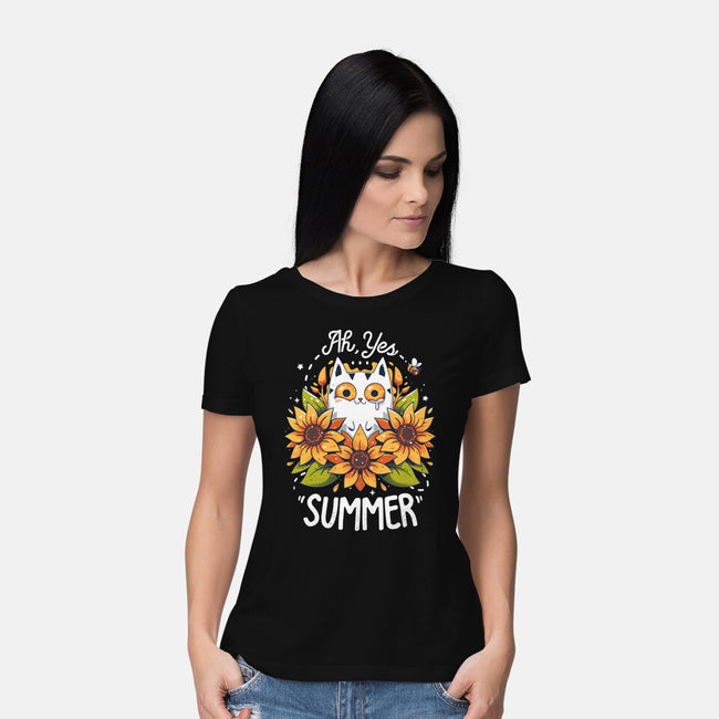 Summer Kitten Sniffles-Womens-Basic-Tee-Snouleaf