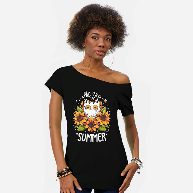 Summer Kitten Sniffles-Womens-Off Shoulder-Tee-Snouleaf