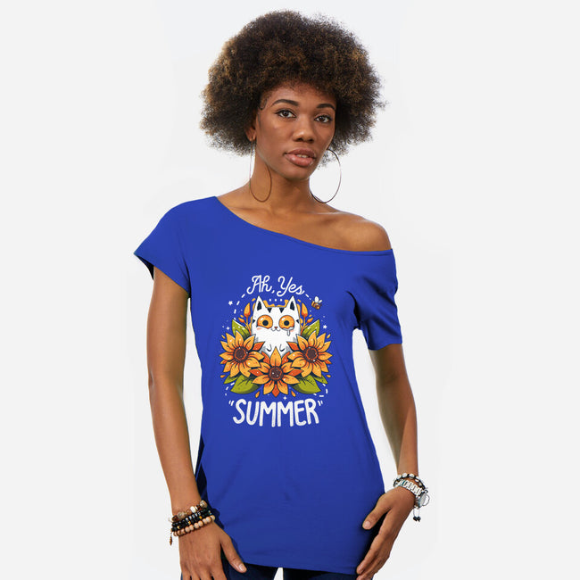 Summer Kitten Sniffles-Womens-Off Shoulder-Tee-Snouleaf