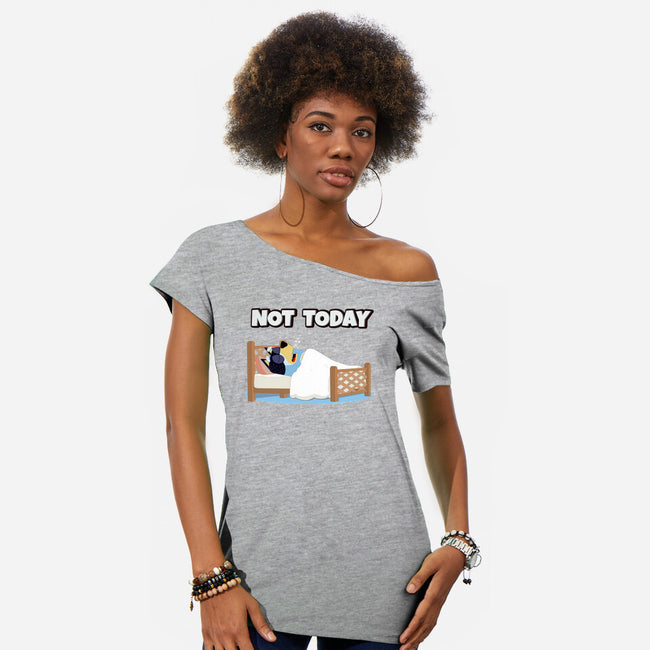 Not Today Bluey-Womens-Off Shoulder-Tee-MaxoArt