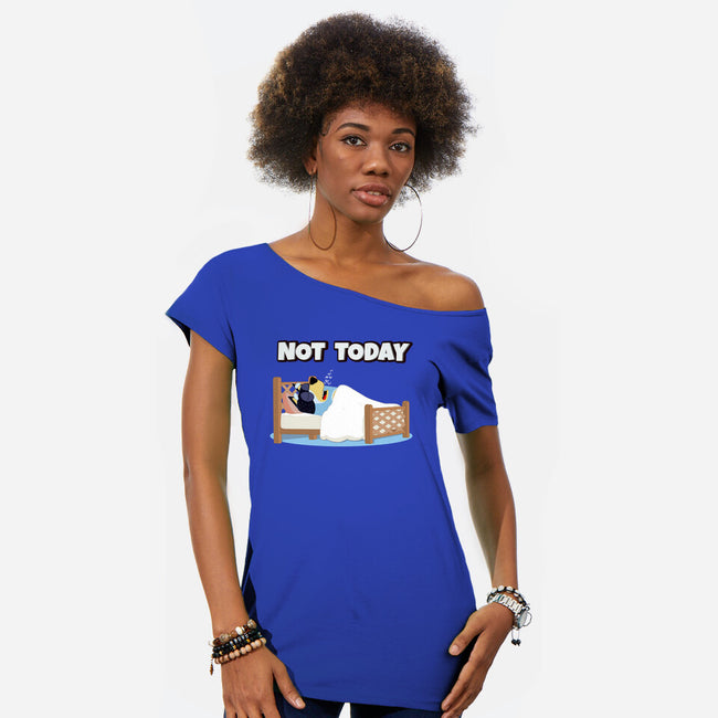 Not Today Bluey-Womens-Off Shoulder-Tee-MaxoArt