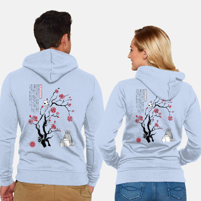 Spirits Sumi-e-Unisex-Zip-Up-Sweatshirt-DrMonekers