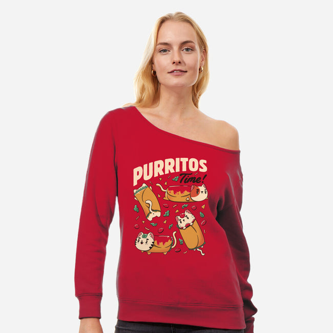 Purritos Time-Womens-Off Shoulder-Sweatshirt-tobefonseca