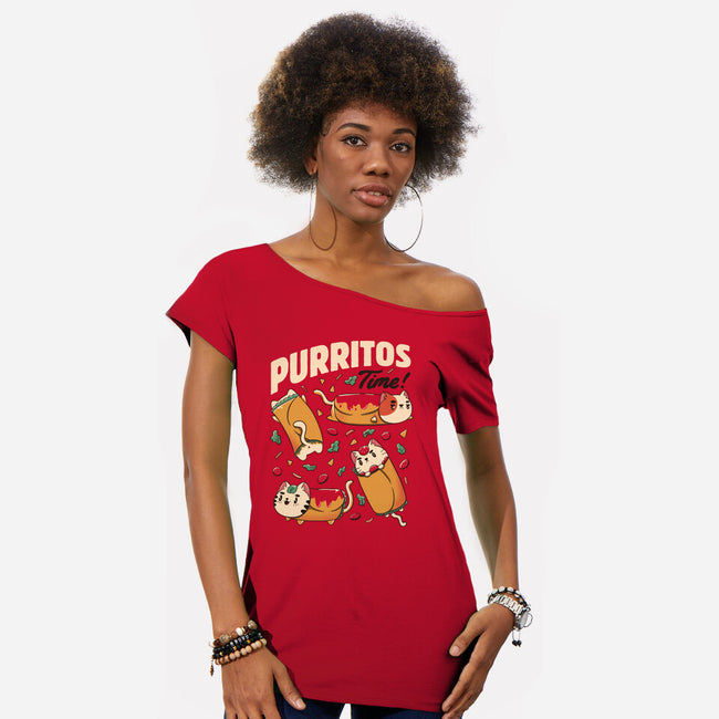 Purritos Time-Womens-Off Shoulder-Tee-tobefonseca