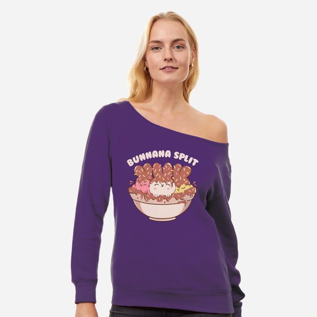 Bunny Banana Split-Womens-Off Shoulder-Sweatshirt-tobefonseca