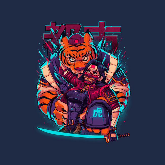 Cyber Samurai Tiger-None-Beach-Towel-Bruno Mota