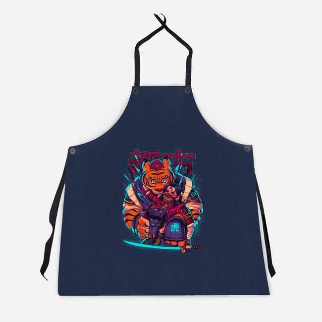 Cyber Samurai Tiger-Unisex-Kitchen-Apron-Bruno Mota