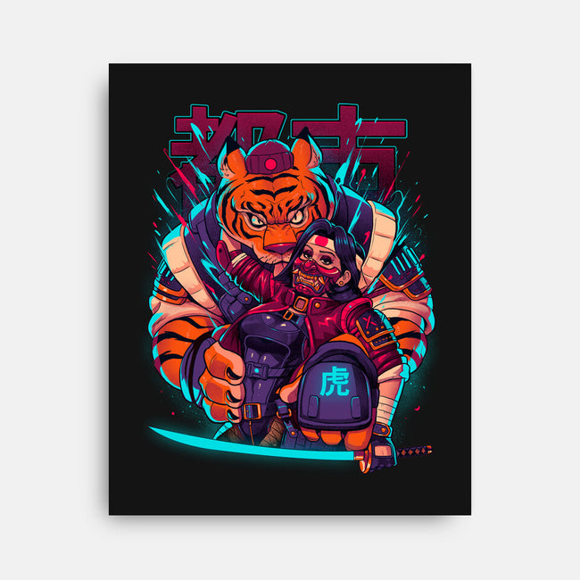 Cyber Samurai Tiger-None-Stretched-Canvas-Bruno Mota