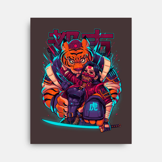 Cyber Samurai Tiger-None-Stretched-Canvas-Bruno Mota