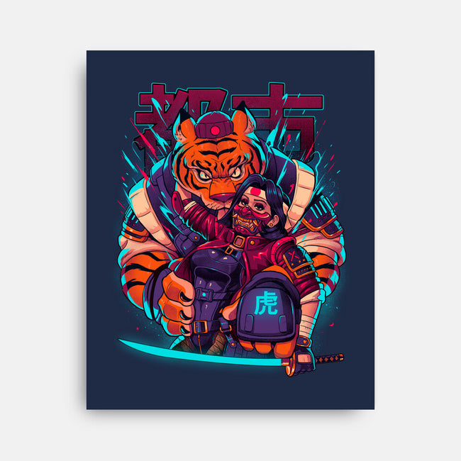 Cyber Samurai Tiger-None-Stretched-Canvas-Bruno Mota