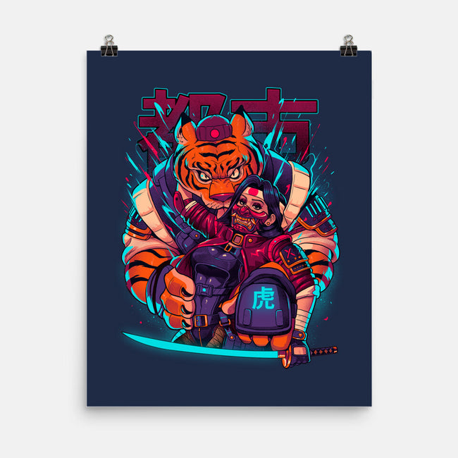 Cyber Samurai Tiger-None-Matte-Poster-Bruno Mota