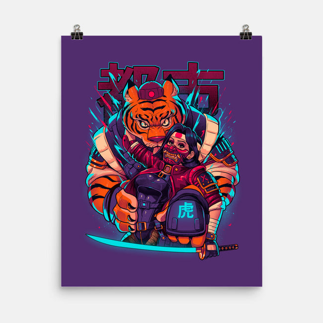 Cyber Samurai Tiger-None-Matte-Poster-Bruno Mota