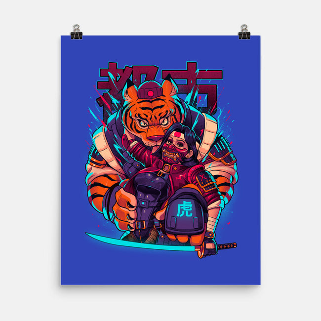 Cyber Samurai Tiger-None-Matte-Poster-Bruno Mota