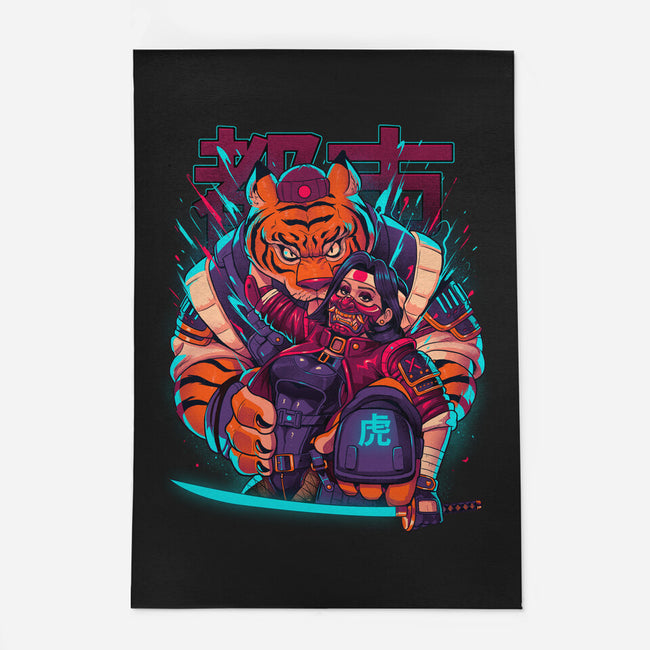 Cyber Samurai Tiger-None-Indoor-Rug-Bruno Mota