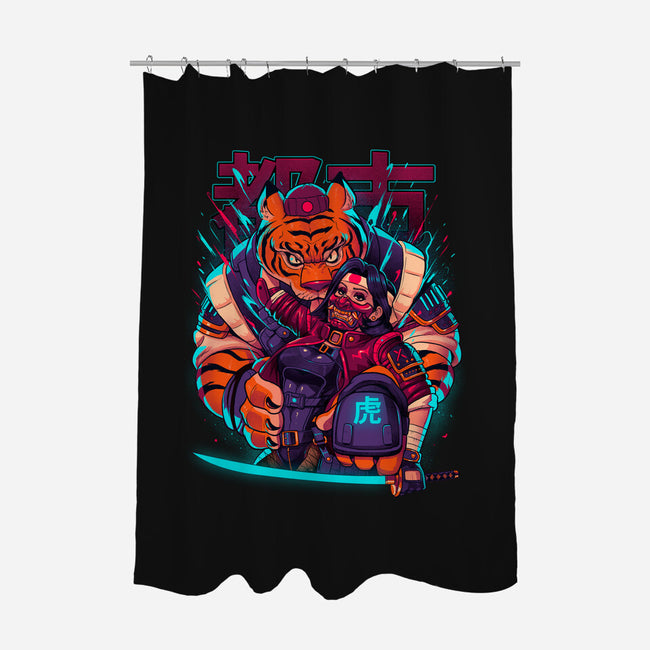 Cyber Samurai Tiger-None-Polyester-Shower Curtain-Bruno Mota