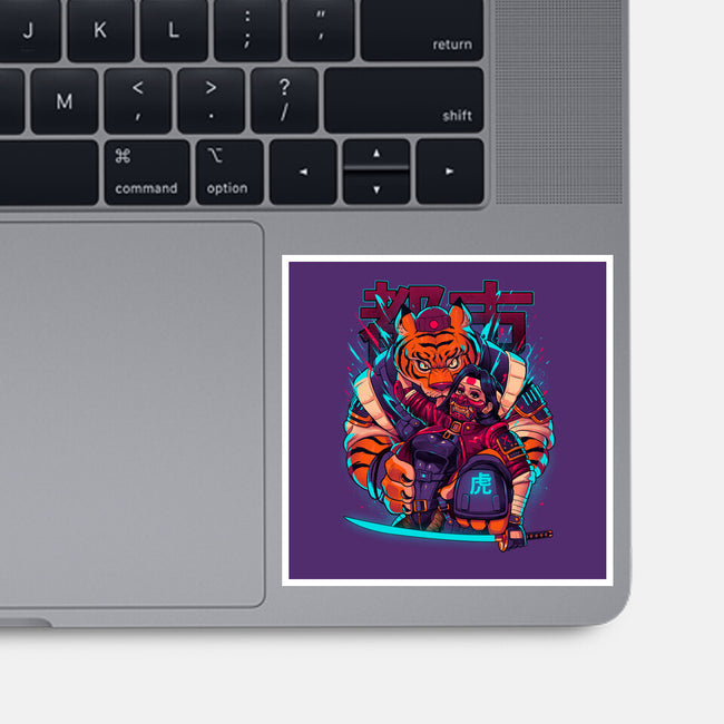 Cyber Samurai Tiger-None-Glossy-Sticker-Bruno Mota