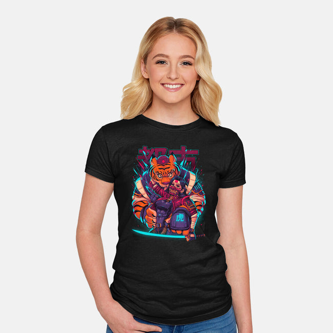 Cyber Samurai Tiger-Womens-Fitted-Tee-Bruno Mota