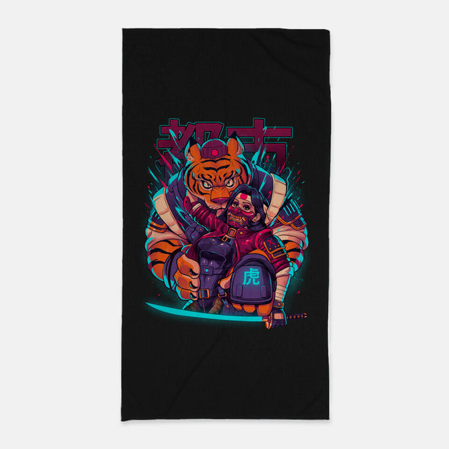 Cyber Samurai Tiger-None-Beach-Towel-Bruno Mota