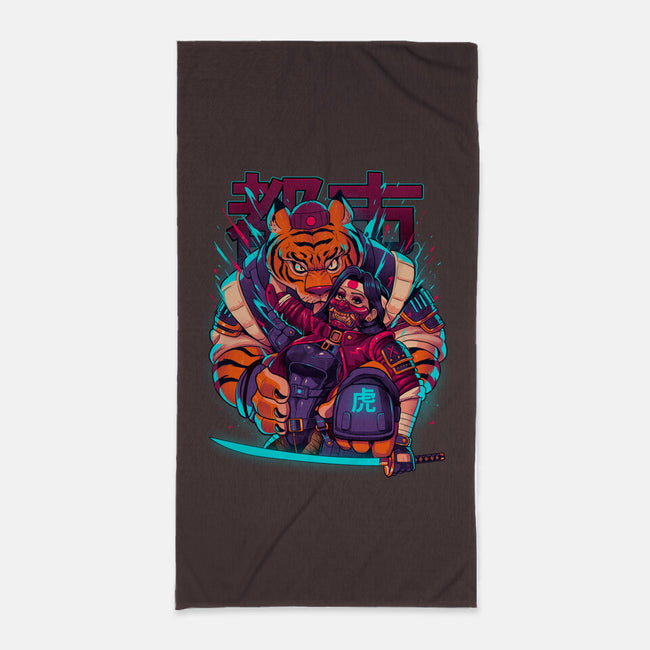 Cyber Samurai Tiger-None-Beach-Towel-Bruno Mota