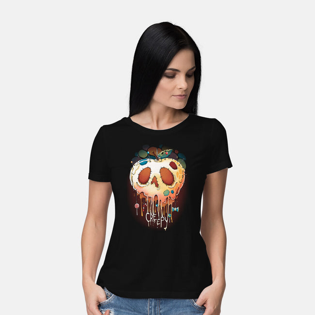 Creepy Apple-Womens-Basic-Tee-Vallina84