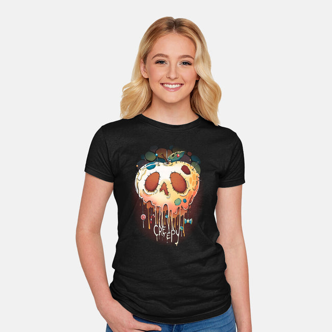 Creepy Apple-Womens-Fitted-Tee-Vallina84