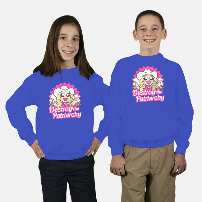 Destroy The Patriarchy-Youth-Crew Neck-Sweatshirt-Aarons Art Room