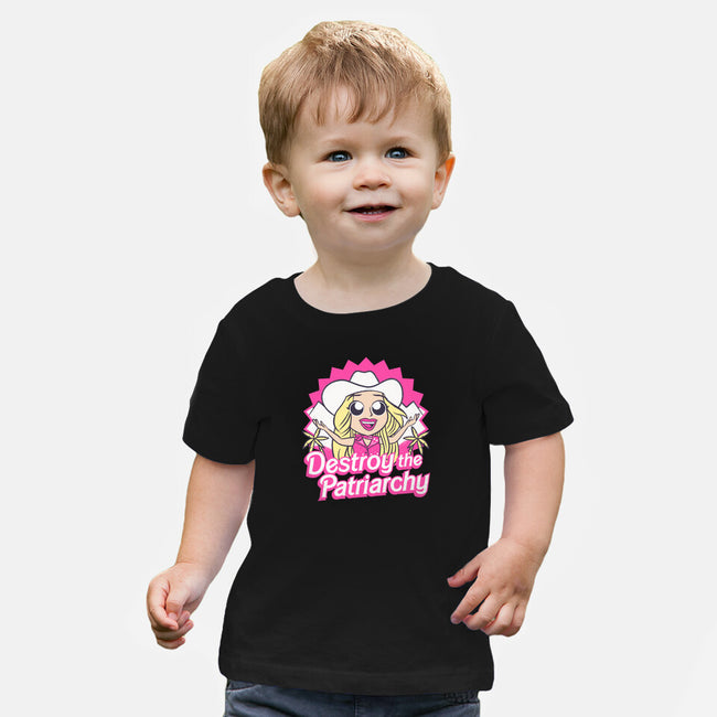 Destroy The Patriarchy-Baby-Basic-Tee-Aarons Art Room