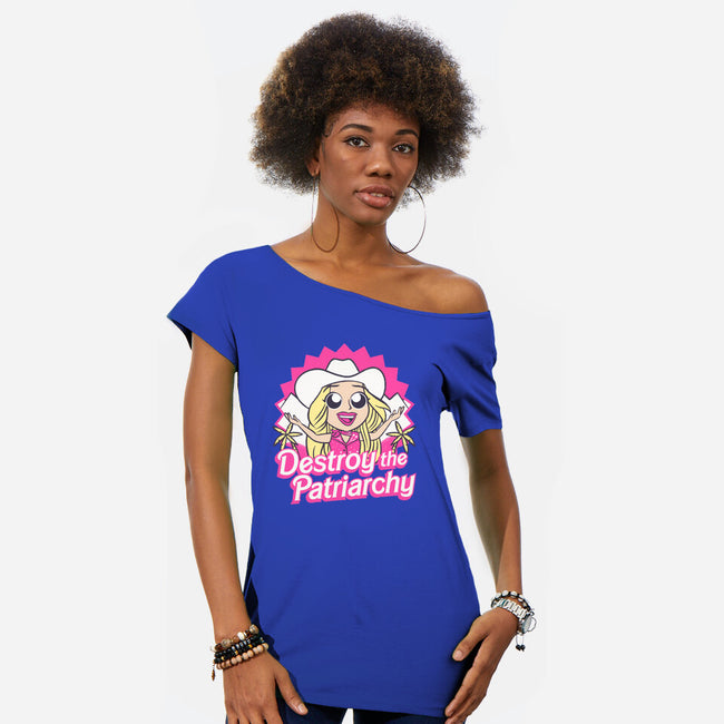 Destroy The Patriarchy-Womens-Off Shoulder-Tee-Aarons Art Room