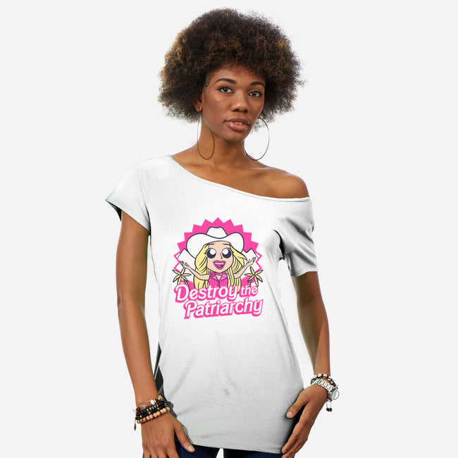 Destroy The Patriarchy-Womens-Off Shoulder-Tee-Aarons Art Room