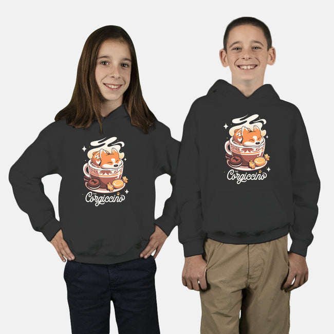 Corgi Coffee Break-Youth-Pullover-Sweatshirt-Snouleaf