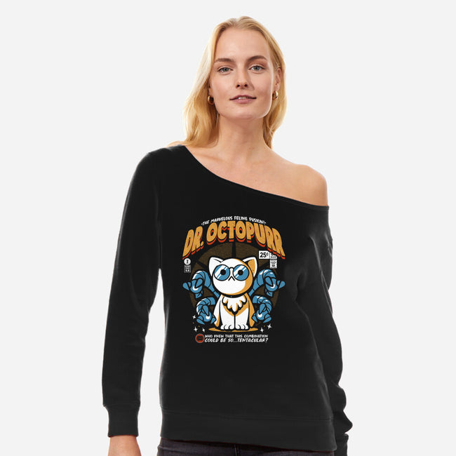 Doctor Octopurr-Womens-Off Shoulder-Sweatshirt-ilustrata