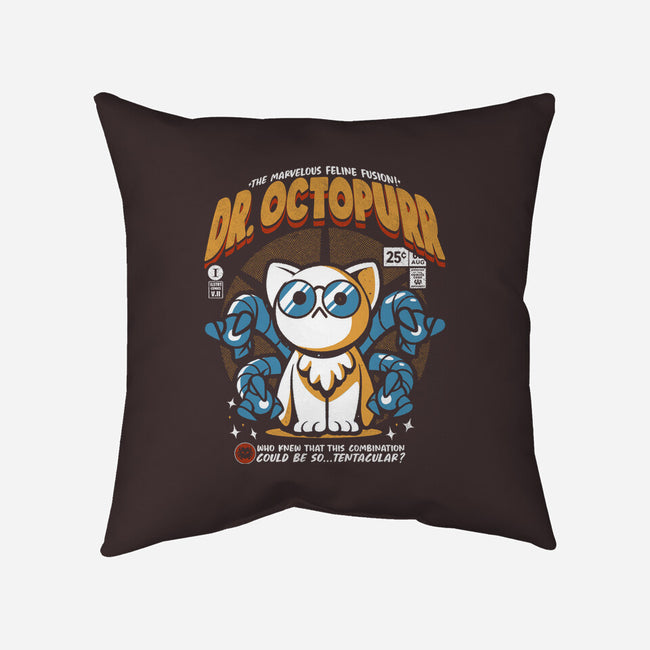 Doctor Octopurr-None-Removable Cover-Throw Pillow-ilustrata