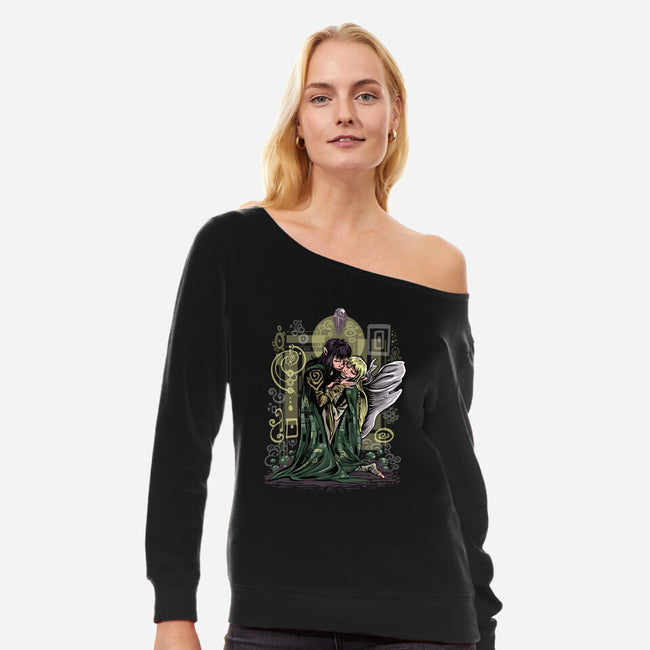 The Dark Kiss-Womens-Off Shoulder-Sweatshirt-zascanauta