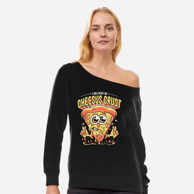 Cheesus Crust-Womens-Off Shoulder-Sweatshirt-estudiofitas