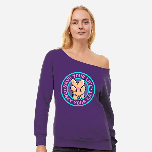 Obey Your Cat-Womens-Off Shoulder-Sweatshirt-leepianti