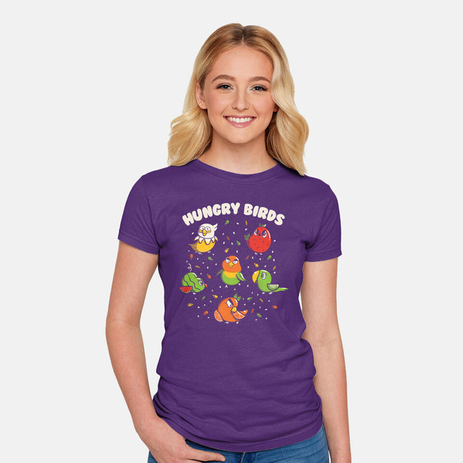 Hungry Birds-Womens-Fitted-Tee-tobefonseca