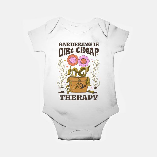 Gardening Is Dirt Cheap Therapy-Baby-Basic-Onesie-tobefonseca