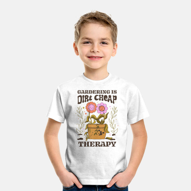 Gardening Is Dirt Cheap Therapy-Youth-Basic-Tee-tobefonseca